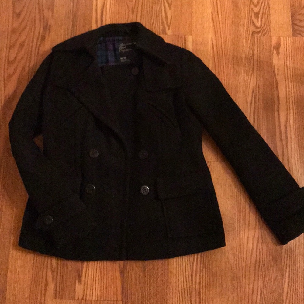 Black American Eagle Peacoat